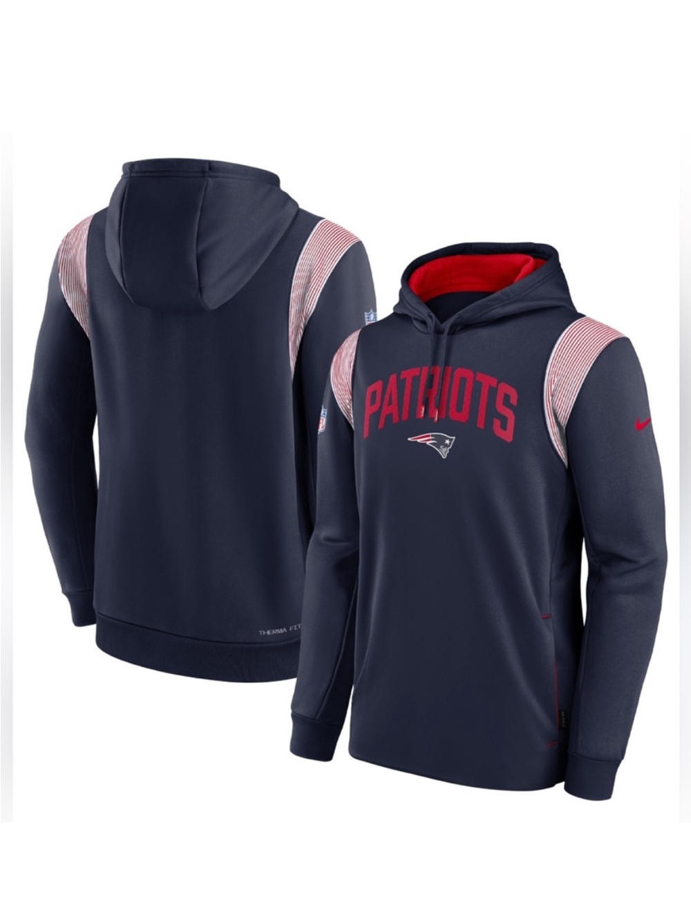 Nike New England Patriots Sideline Athletic Stack Performance Pullover Hoodie